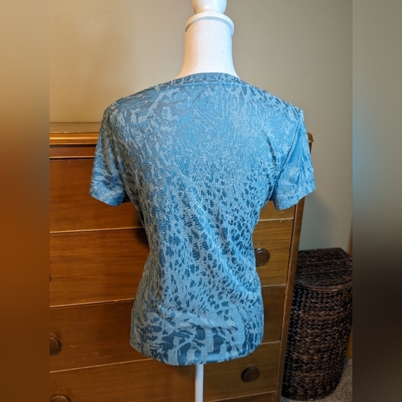 Simply Vera VERA WANG Belted Turquoise Top Blouse SZ M - Picture 4 of 10